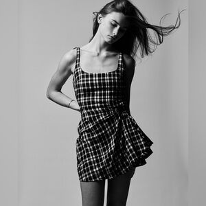 Zara Black and White Checkered Mini Dress